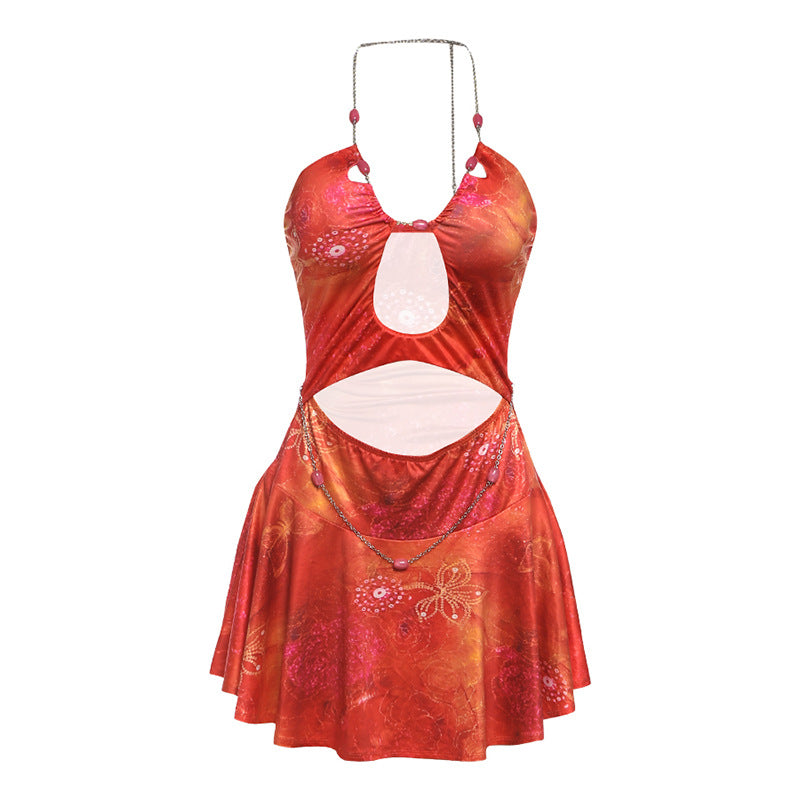 Damen Strandkleid mit verführerischem Ausschnitt und modischen Cut-Outs Drune