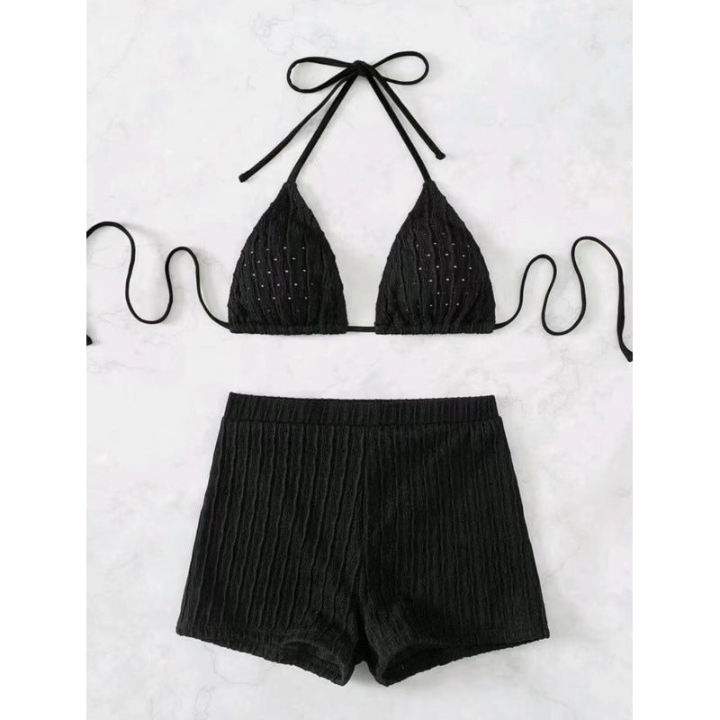 Damen Triangel-Bikini mit hochwertigem Rüschendesign und stretchy Shorts Drune