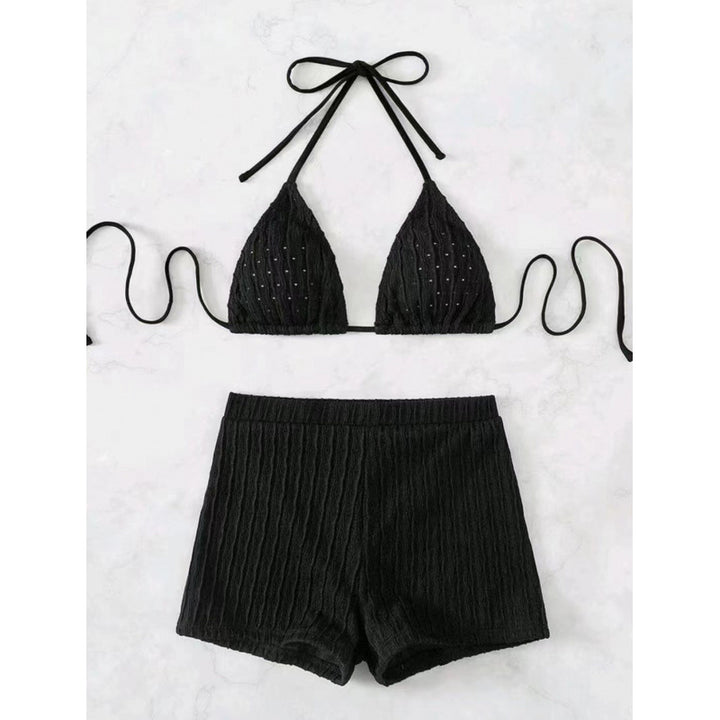 Damen Triangel-Bikini mit hochwertigem Rüschendesign und stretchy Shorts Drune