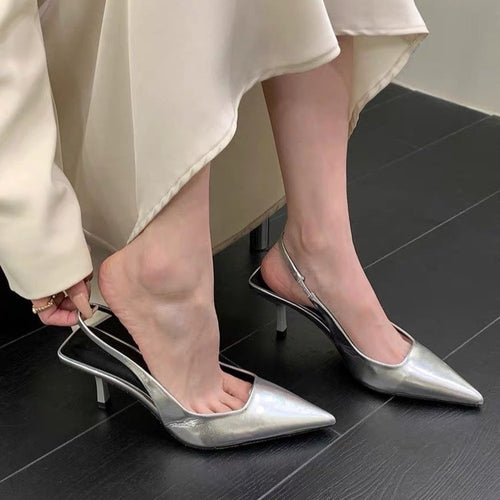Damen Slingback Pumps aus hochwertigem Metallic-Leder Drune