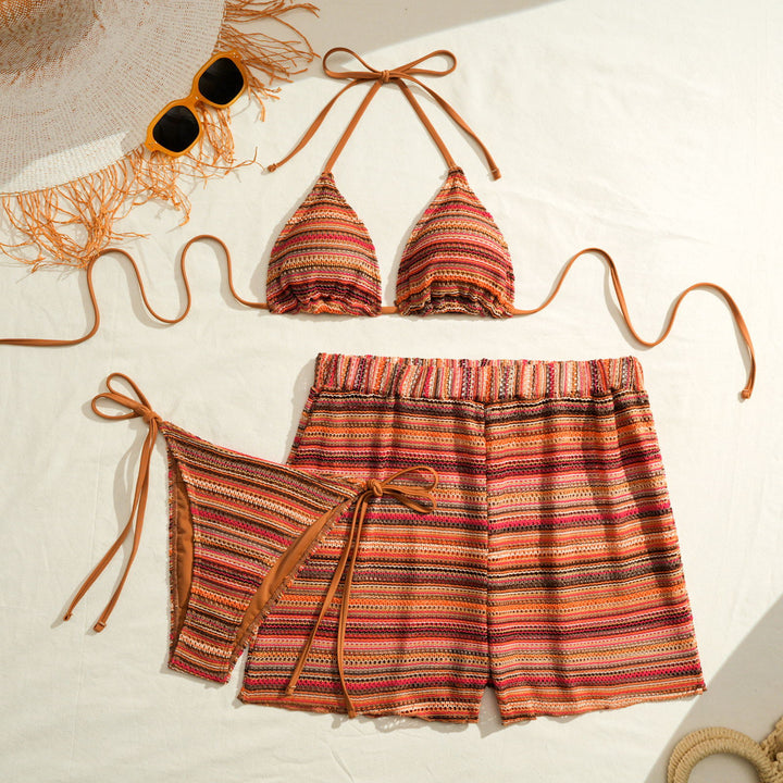 Damen Triangel-Bikini mit Rüschendetails und lässigen Shorts Drune