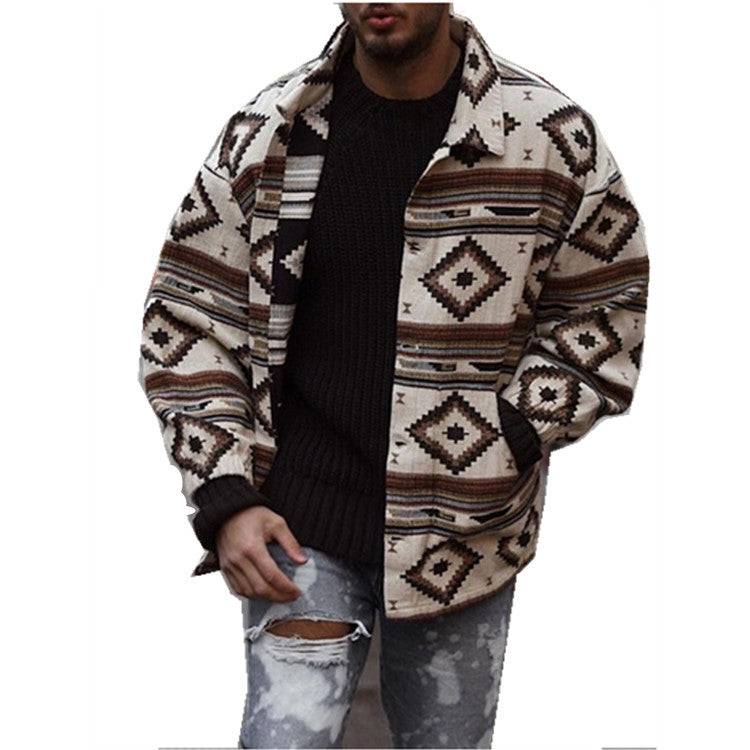 Herren gemusterte Freizeitjacke im modernen Look mit leichtem Futter Drune