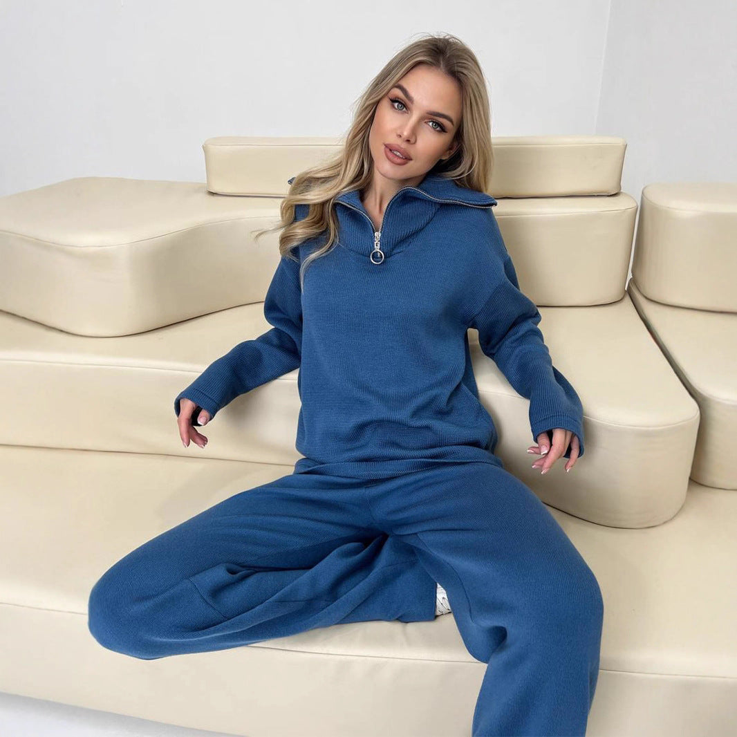 Damen gemütlicher Sportanzug aus weichem, atmungsaktivem Material mit stylischem Reißverschluss Drune
