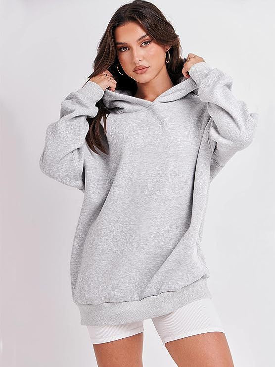 Damen lässiger Kapuzenpullover mit extragroßem Schnitt und weichem Fleece-Material Drune