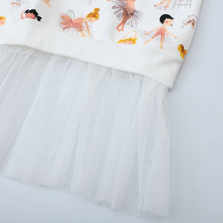 Mädchen Sweatshirt-Kleid mit verspieltem Ballettmotiv und Tüllrock Drune