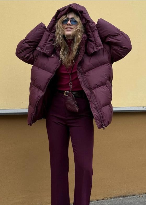 Drune | Burgundy Puffer Jacket - Luxe Winter Komfort