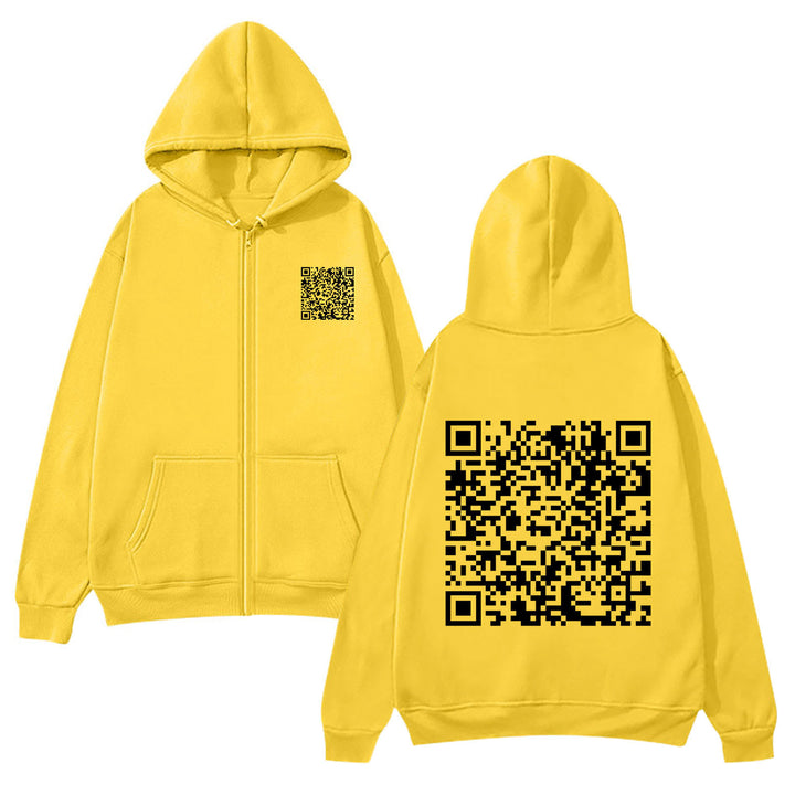 Damen Kapuzenjacke mit QR-Code-Design und weichem Fleece Drune
