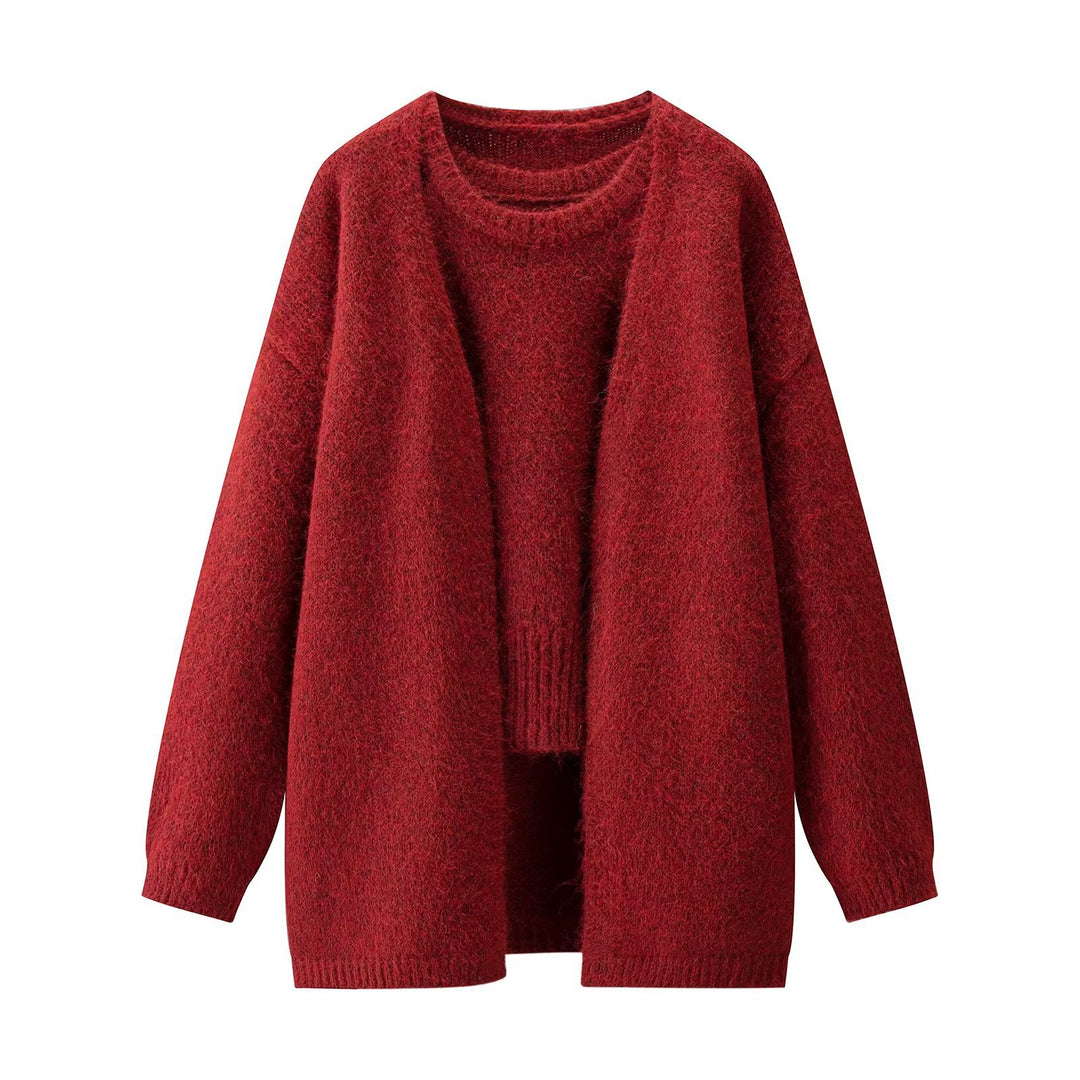 Damen weicher Strickmantel mit weitem Schnitt und eleganten Details Drune