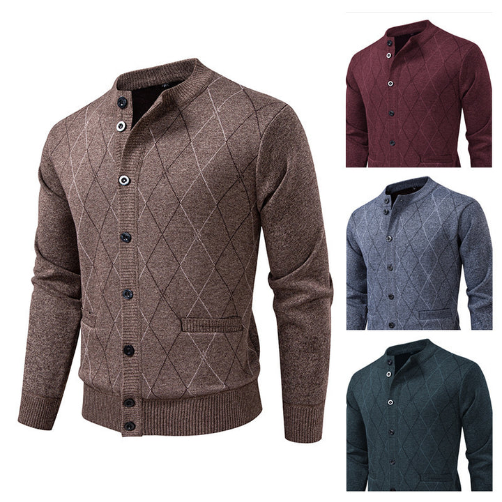 Herren Strickjacke mit modernen Rautenmustern und praktischen Taschen Drune