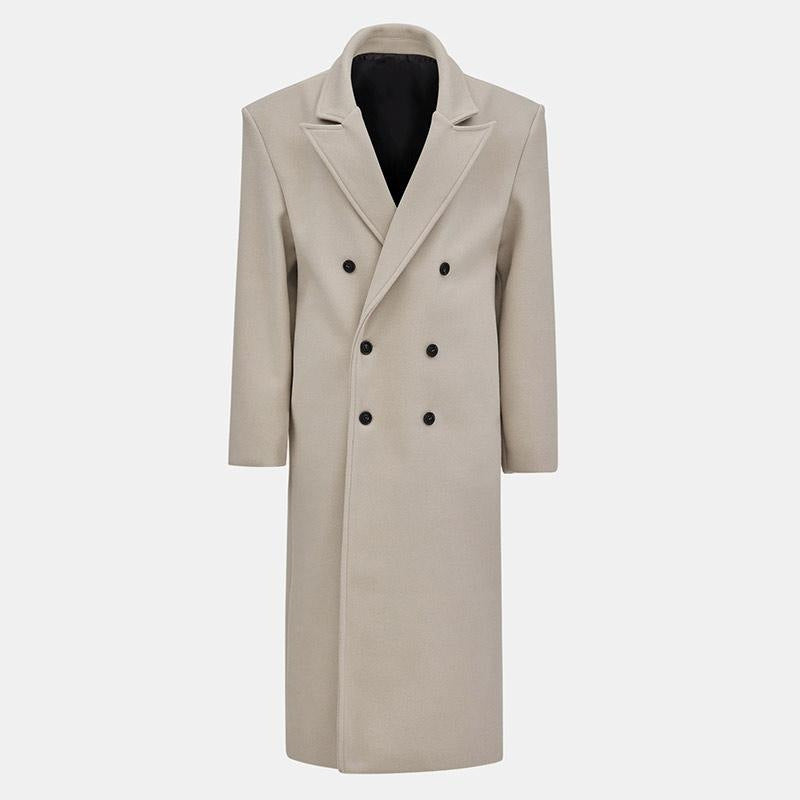 Damen Eleganter Doppelreiher-Wollmantel Drune