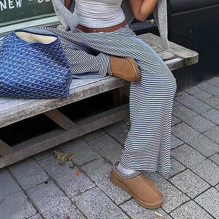Damen Lässige Lounge-Hosen mit elastischem Bund und feinem Streifenmuster Drune