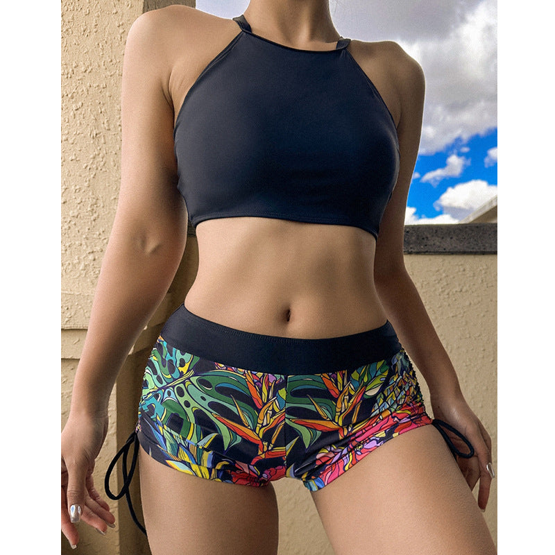 Damen Sportliches Bikini-Set mit anpassbarem Oberteil und bunten Shorts Drune