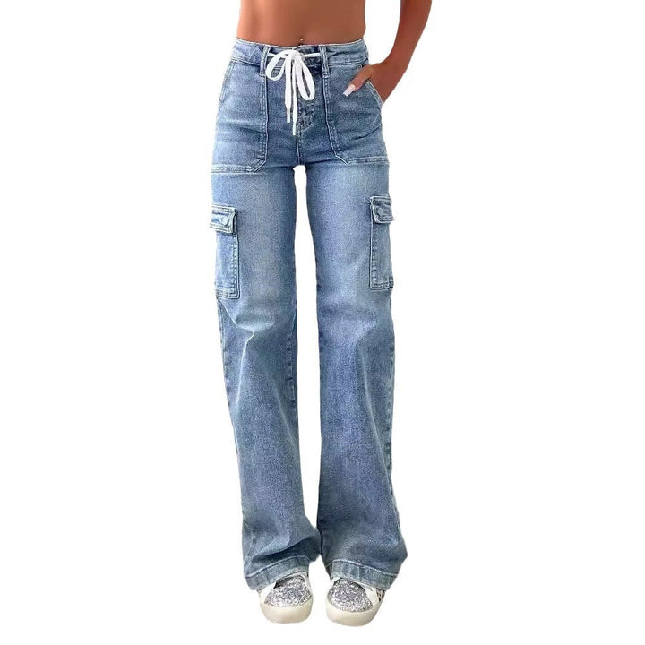 Damen Cargo-Jeans mit praktischen Taschen und weiter Beinform Drune