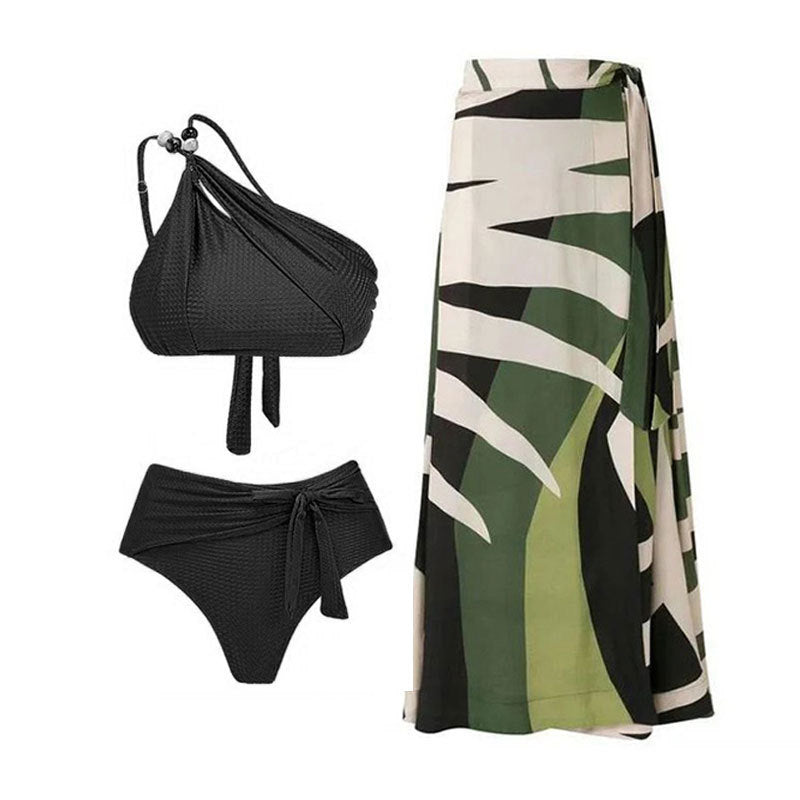 Damen Hochgeschnittener Bikini mit asymmetrischem Schnitt und raffiniertem Wickel-Design Drune