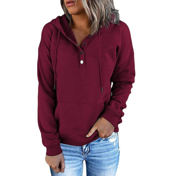 Damen Kapuzenpullover mit Knopfdetails und weichem Fleece-Material Drune