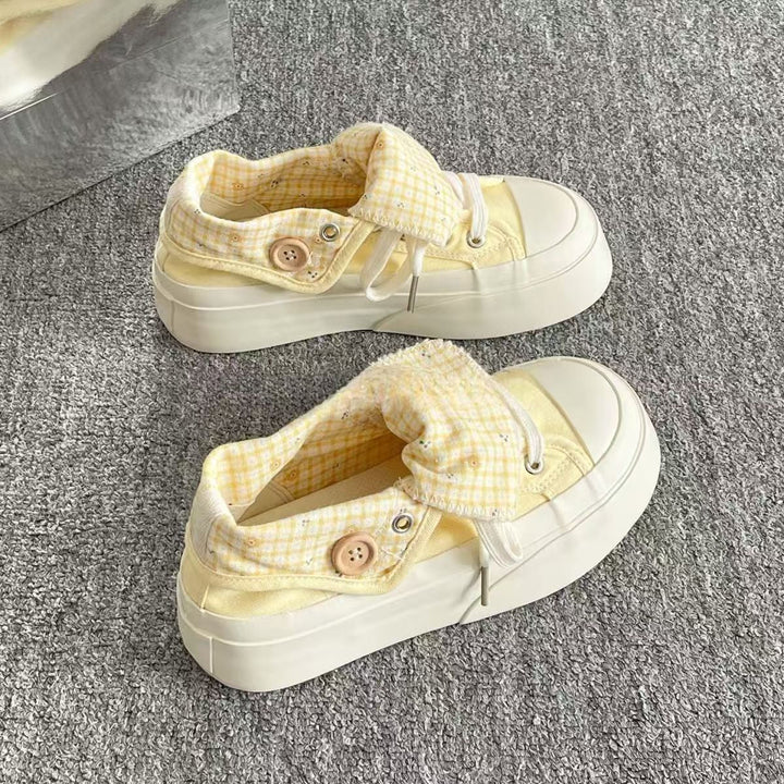 Damen Plattform-Sneaker mit floralem Innenfutter und gemütlichem Kragen Drune