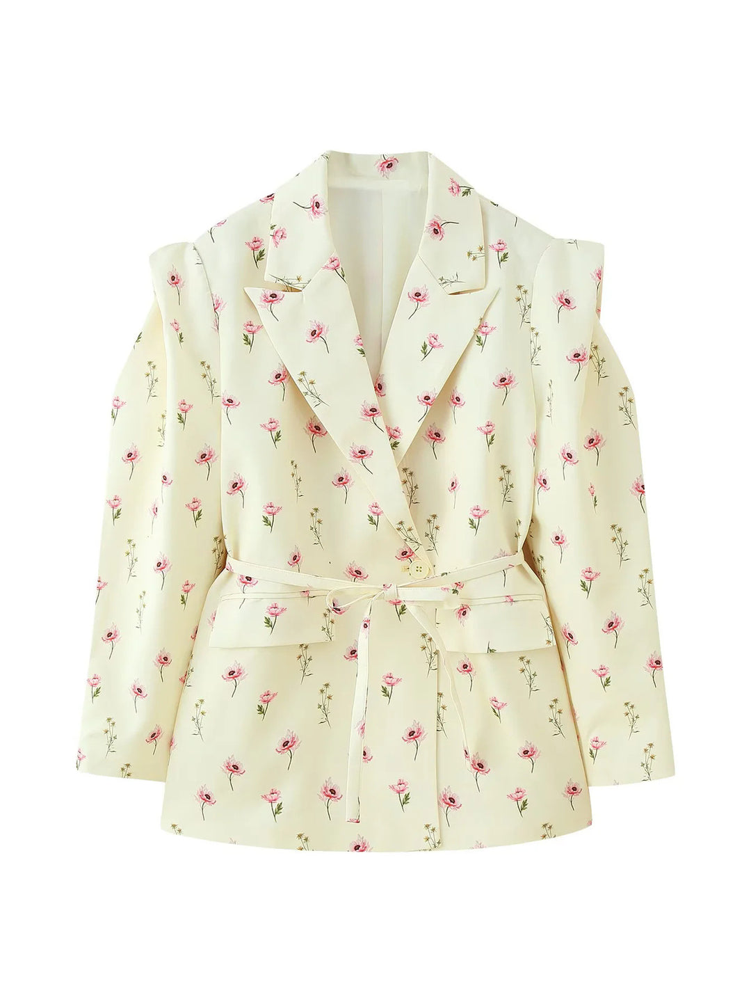 Damen Modische Blazerjacke mit Gürtel und Seidenoptik Drune