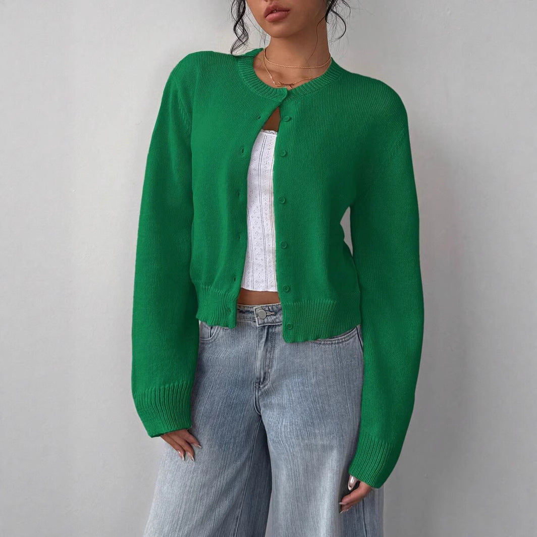 Damen lässige Strickjacke mit Knöpfen Drune