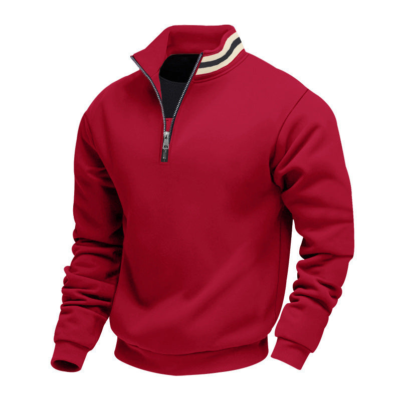 Herren nan Halbzip-Sweatshirt mit sportivem Ringkragen und weichem Fleece-Innenfutter Drune
