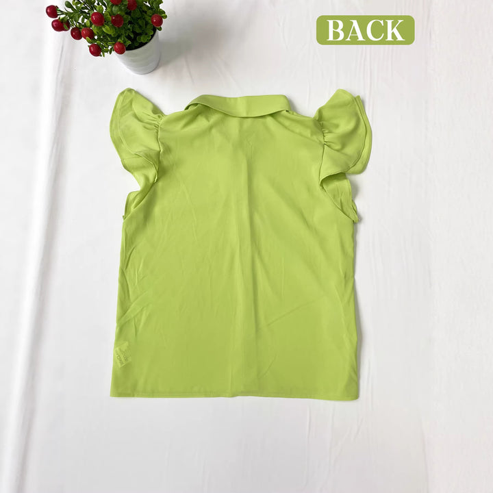 Damen Verspielte Bluse mit Rüschendetails und Knopfverschluss Drune