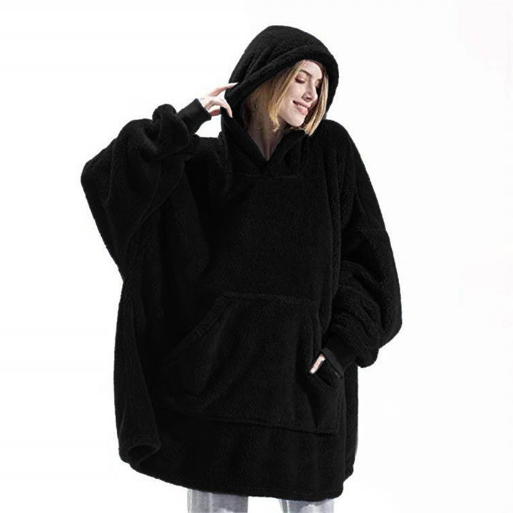 Damen oversize Fleece-Hoodie mit Kängurutasche und Kapuze Drune