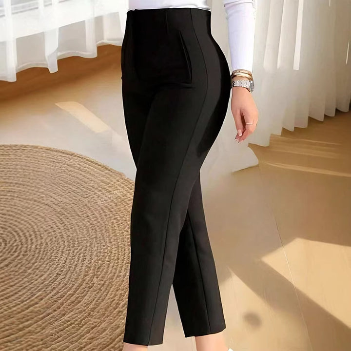 Damen elegante Anzughose mit hohen Bund und schmalem Bein Drune