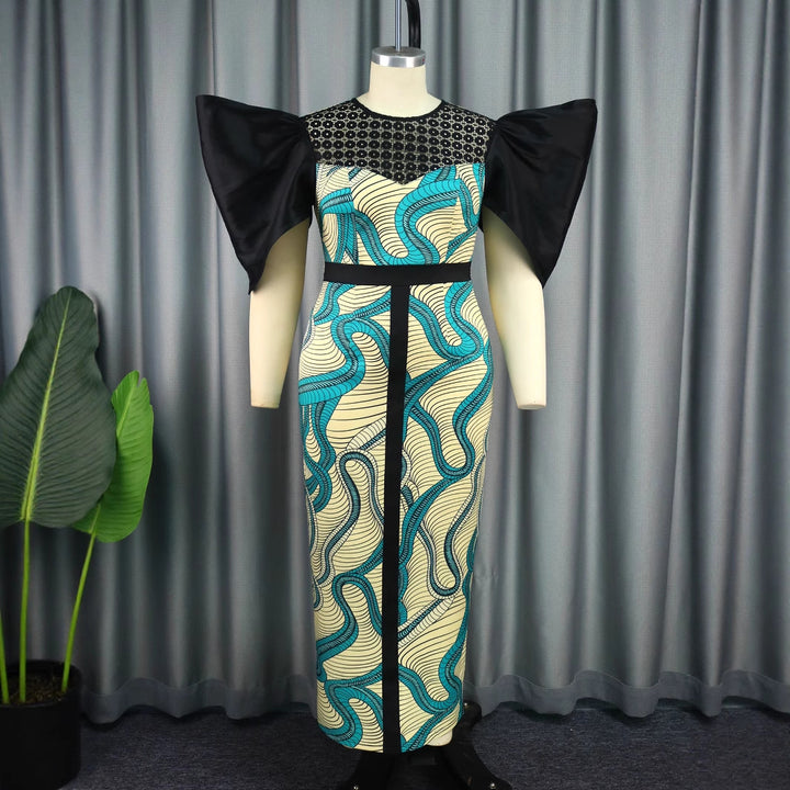 Damen Elegant designendes Maxikleid mit auffälligen Puffärmeln Drune