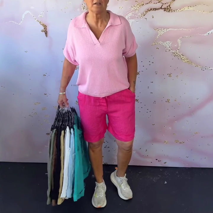 Damen nan Leinenmix-Relaxshorts mit elastischem Komfortbund und Eingrifftaschen Drune