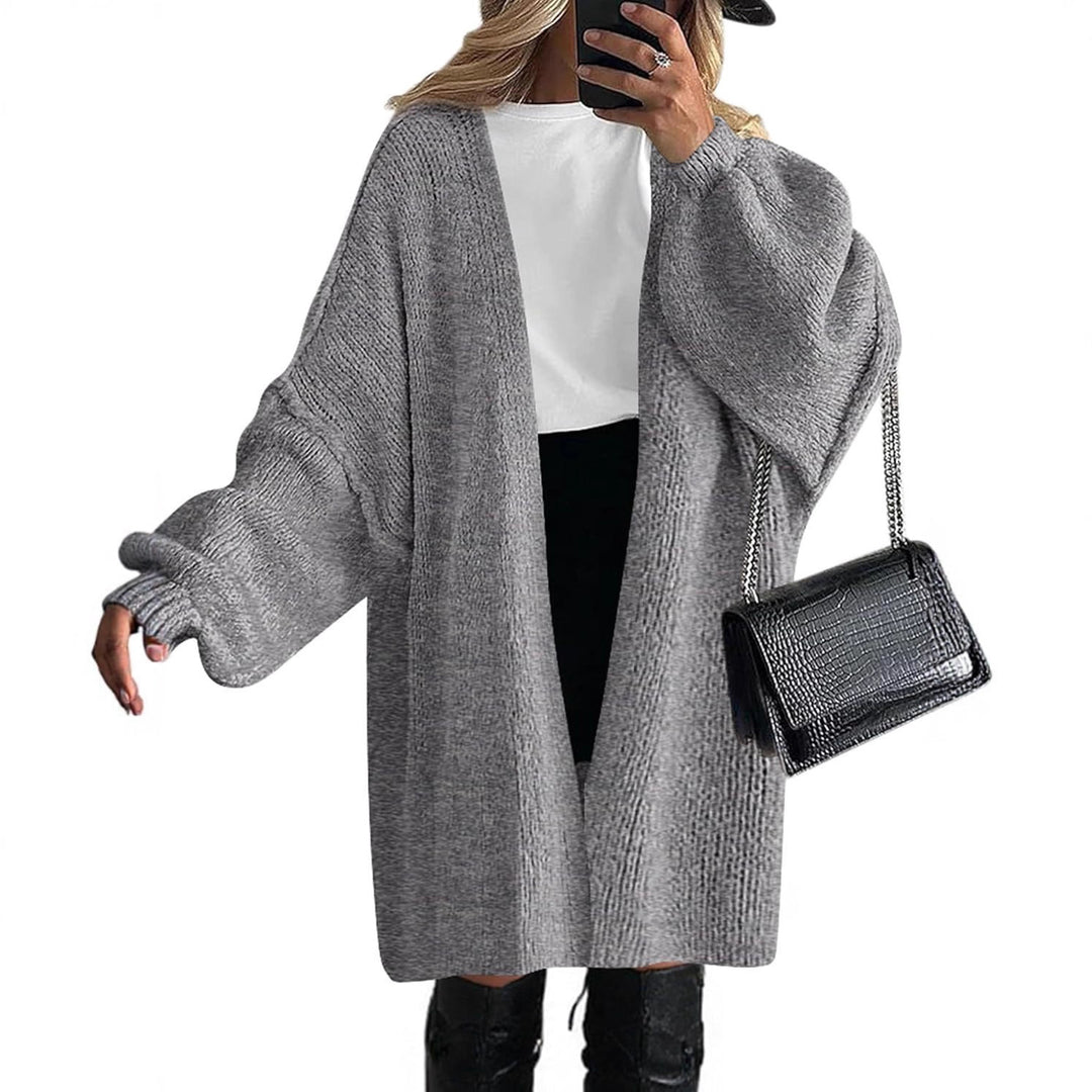 Damen lässiger Strickmantel mit offenem Schnitt und weitem Ärmelschnitt Drune