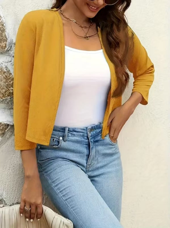 Damen Luftiger Cardigan mit offenem Frontdesign und ¾-Ärmeln Drune