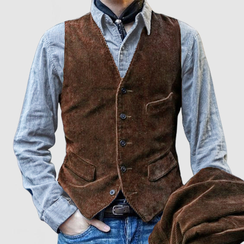 Herren Weste im klassischen Kord-Design mit eleganten Taschen und hochwertiger Verarbeitung Drune