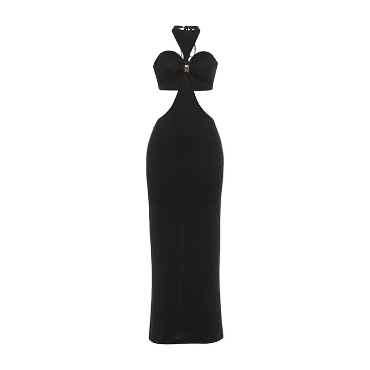 Damen Elegantes Maxikleid mit tiefem Schlüssel-Ausschnitt und figurbetonendem Schnitt Drune