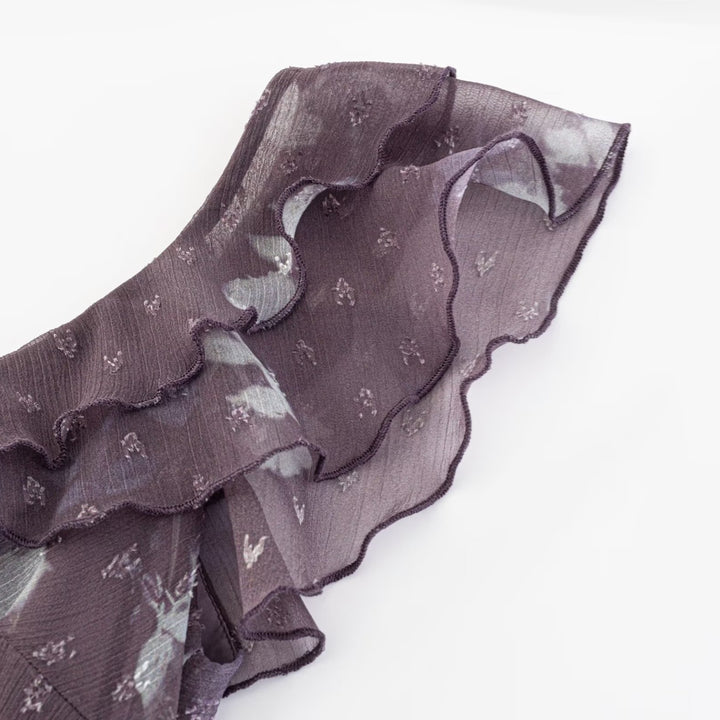 Damen Maxikleid mit romantischem Rüschensaum und floralem Design Drune