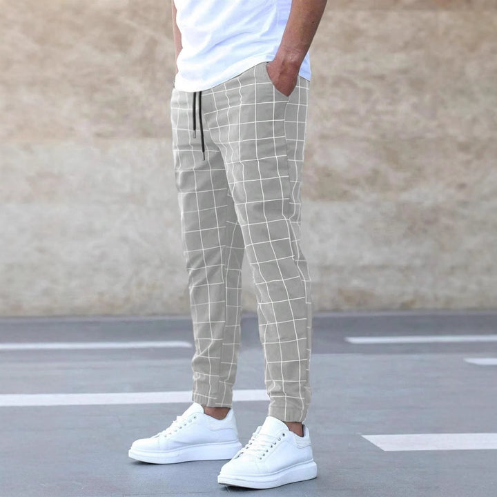 Herren Karo Relaxed Fit Jogger Hose Drune