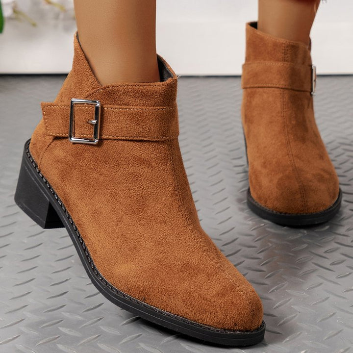 Damen Stiefeletten mit modischem Schnallen-Detail und komfortablem Blockabsatz Drune