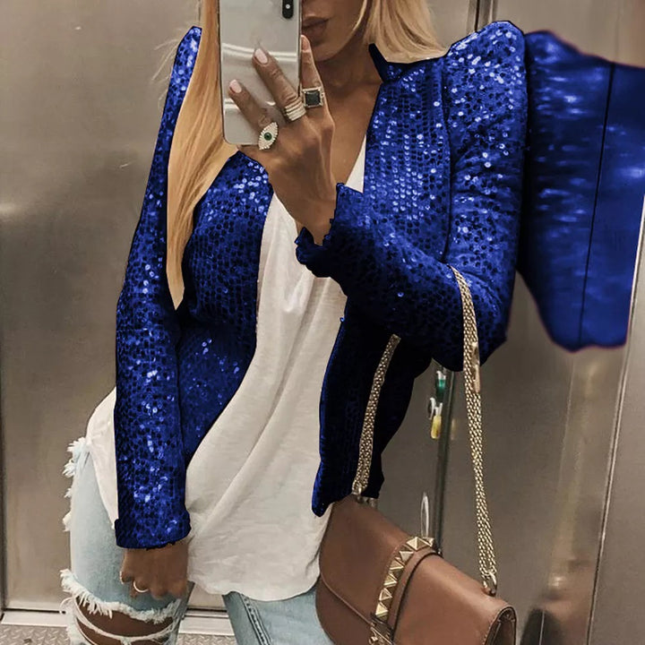Damen Glamouröser Paillettenjacke mit schimmerndem Effekt und figurbetontem Schnitt Drune
