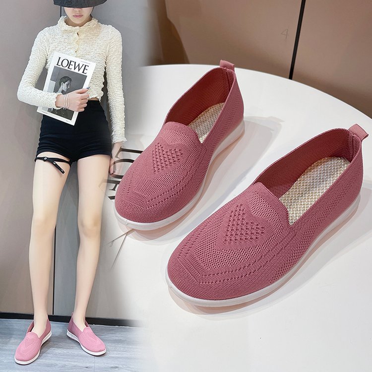 Damen bequeme Slip-On Sneakers mit atmungsaktiver Strick-Oberfläche Drune