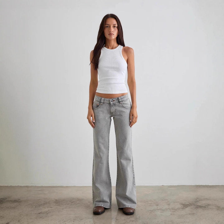 Damen bootcut Jeanshose mit hohem Bund und modischem Schnitt Drune