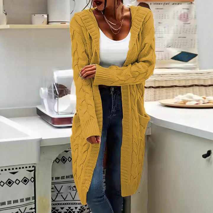 Damen Strickjacke im lässigen Langschnitt mit Zopfmuster und praktischen Taschen Drune