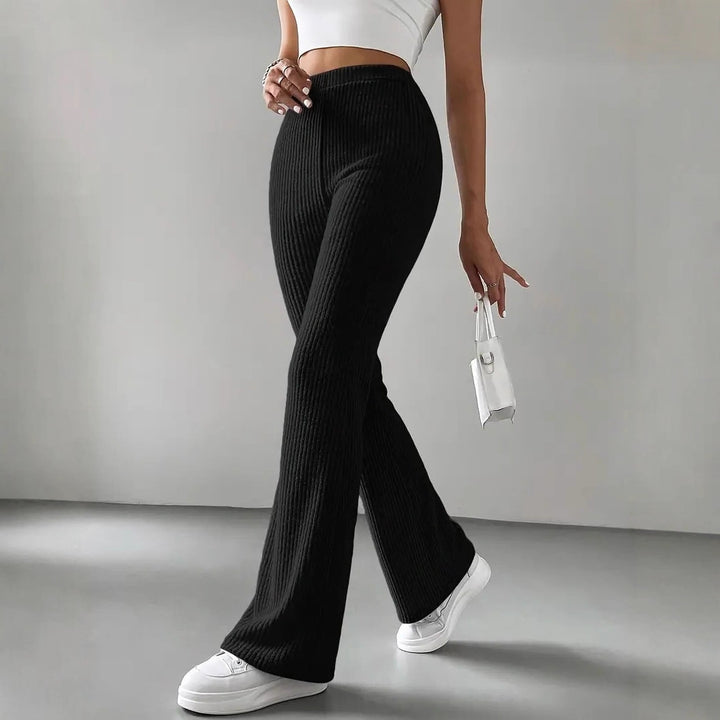 Damen Strickhose mit weitem Bein und Rippstruktur Drune