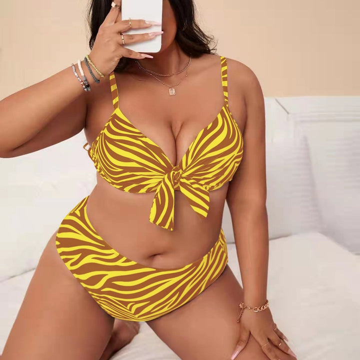 Damen Bikini-Set mit modischem Zebra-Muster und verstellbarem Knoten Drune