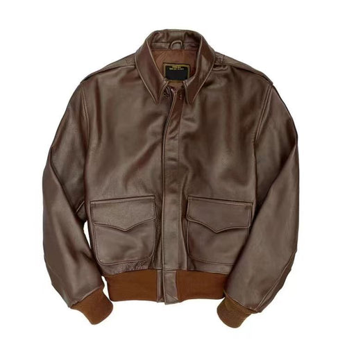 Herren Flugjacke aus hochwertigem Lammleder mit praktischen Taschen und elastischem Bündchen Drune
