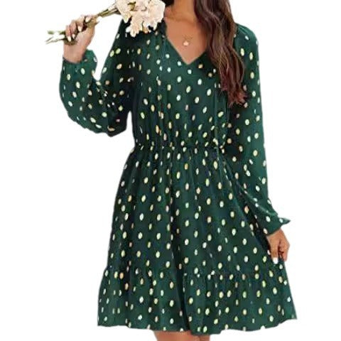 Damen lässiges Freizeitleinenkleid mit Rüschendetails Drune