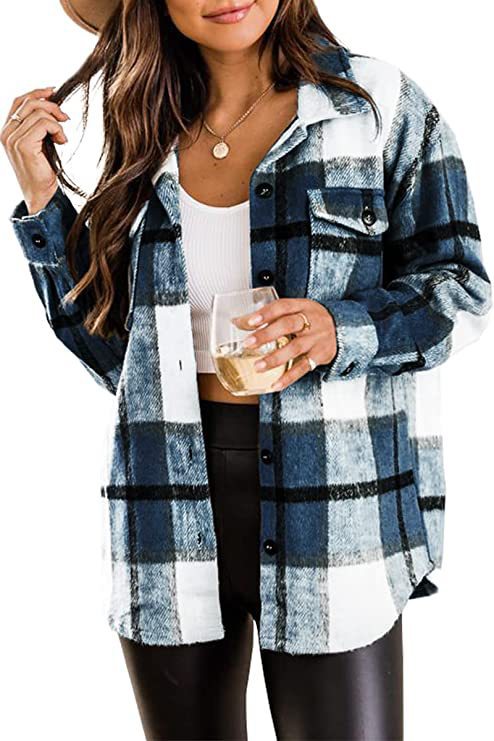 Damen Karierte Overshirt Jacke Drune