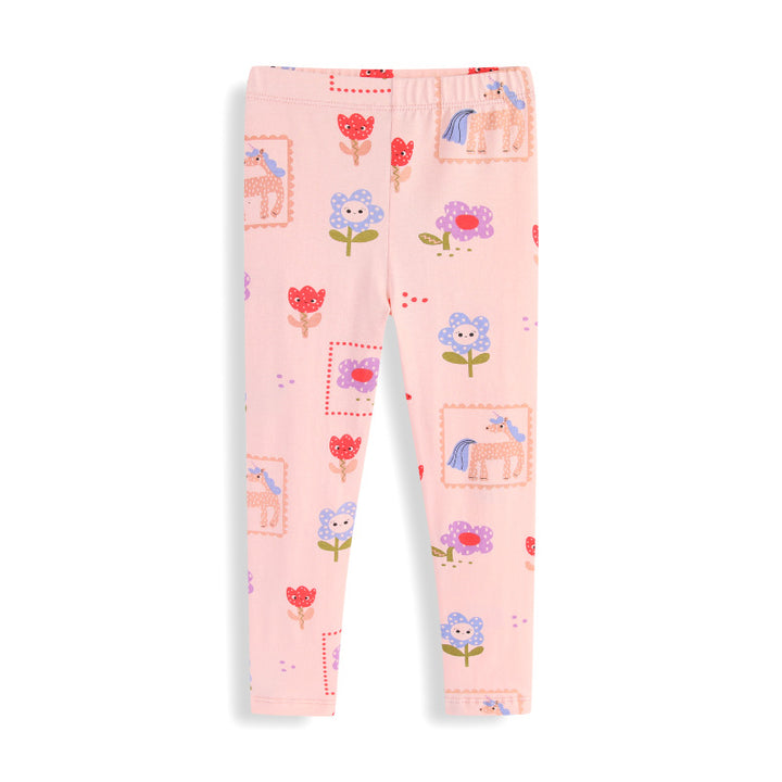 Mädchen Leggings mit buntem Einhorn- und Blumenmuster Drune