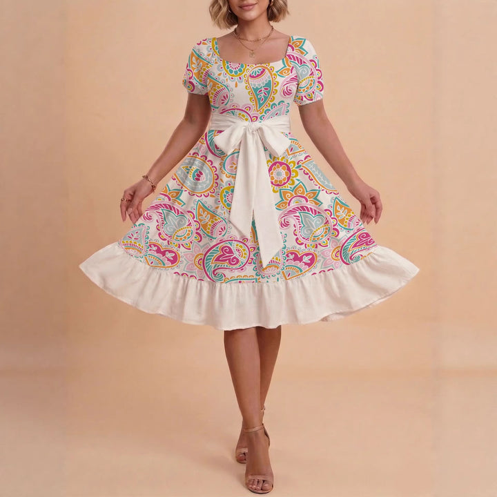 Damen Verspieltes Maxikleid mit Bärenmuster und taillierbarem Band Drune