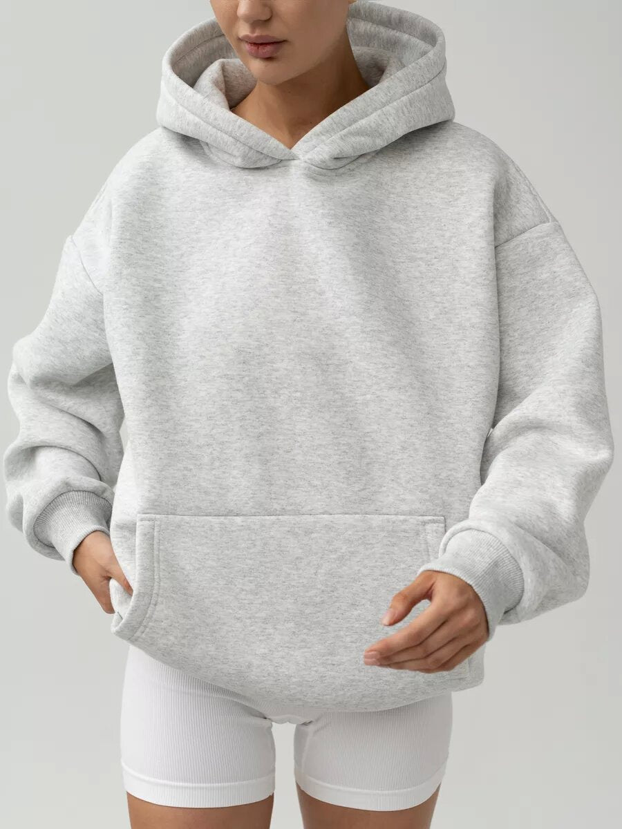 Damen nan oversized Kapuzenpullover mit Kängurutasche und dropped-shoulder Schnitt Drune