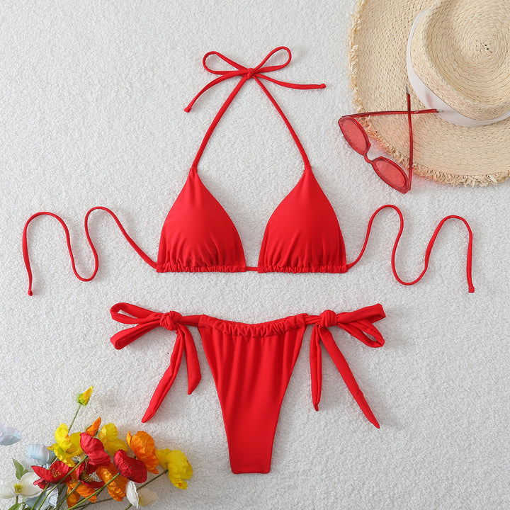 Damen Triangel-Bikini mit modischen Bindebändern Drune