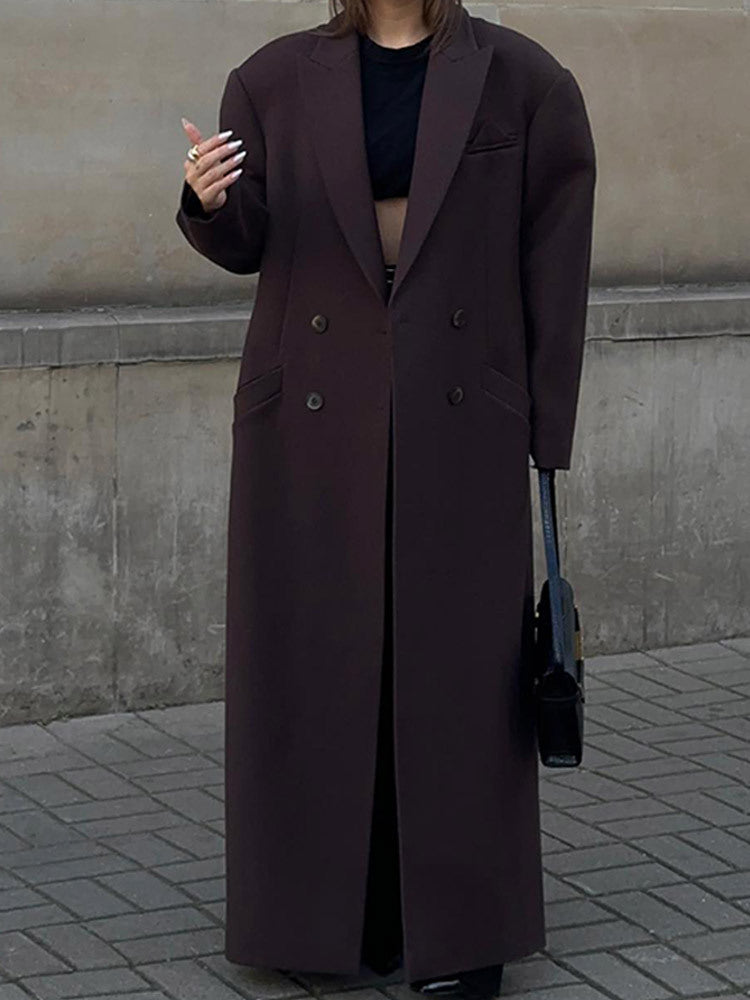 Damen Übergroßer Blazer-Mantel mit doppelter Knopfleiste und weiten Schultern Drune