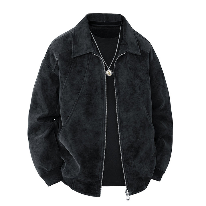 Herren elegante Wildlederjacke mit strukturiertem Schnitt Drune